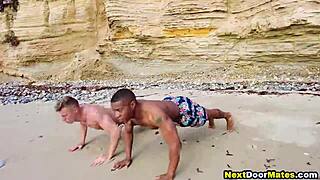 Muscular Jocks Fuck on Beach