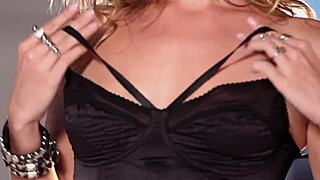 Wow! Glamorous Blondie Sascha Aleksander Strips Out of Sexy Black Lingerie!
