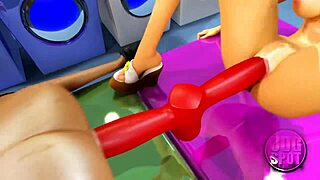 two busty lesbians experiment with a double dildo in a public store for uncensored sex