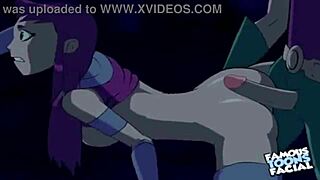 starfire and robin go doggystyle in hentai clip