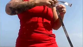 Hentai exhibitionists flashing and touching in anime style.