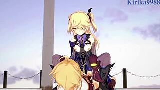 amber and fischl in genshin impact hentai