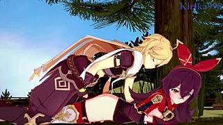 amber and fischl in genshin impact hentai