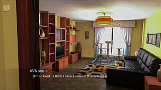 3D porn game with a redhead who has big boobs and a visual novel