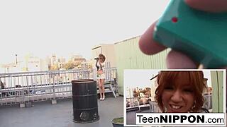 Cute Japanese Girl Feels Vibrator Thrills in Her Shorts.