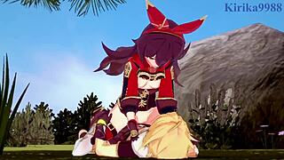 amber and fischl in genshin impact hentai