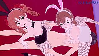 Can Mikoto Misaka and Kuroko Shirai handle intense 3P bunny girl sex?