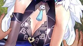 yo, check out yelan from genshin impact in wild hentai action!