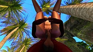 Black man has sex with Asian step-sister on the beach in Second Life