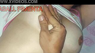 Latina amateur catches resting white girl and fucks her ass hard, cumming on small tits!