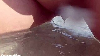 curvy wife’s shaved pussy exposed on public beach