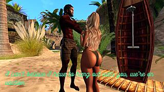 Black man has sex with Asian step-sister on the beach in Second Life