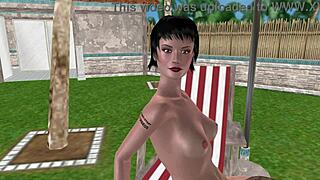 3D animated lesbian sex scene with a cute girl and her girlfriend