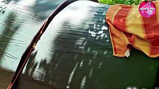 Solo anime girl masturbates secretly while camping in the woods