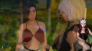 Hot girls in swimsuits engage in some risqué behavior at the beach in this animated video