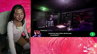 Frennis' exotiqfox in solo play in Chiku's hentai game