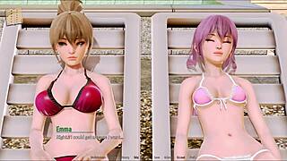 Harem Hotel 107 in the anime game features a lively hotel setting with lots of interactions.