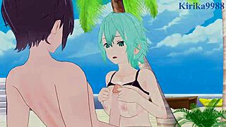 In Sword Art Online, Asuna Yuuki and Sinon Asada engage in intense sexual encounters