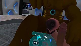 Two men engage in intense gay sex in a luxurious villa using VR technology.