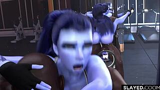 Watch This Black Stud Wreck Widowmaker's Tight Pussy Mercilessly!