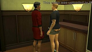 Gay threesome with big tits and daddy action in The Sims 4
