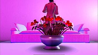 He came home and had a hot experience with an anime sex goddess