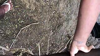 Amateur gay couple enjoys hot sex in woods