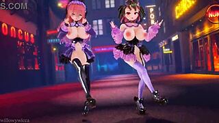 3D Animation of Two Japanese Girls Dancing Nude to Music