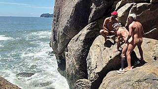 Can you handle this orgy with native fishermen on lovers' beach rocks?