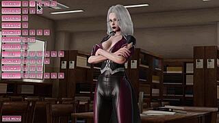Beautiful anime librarian in hot Japanese hentai game