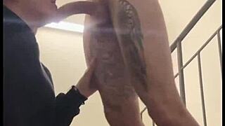 twink blowjob after catching guy jerking off