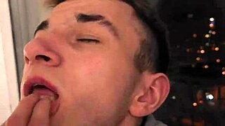 twink blowjob after catching guy jerking off