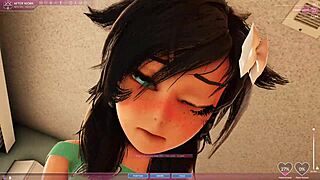 Cute Anime Girl Riding in Apartment