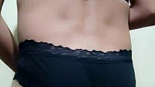 trying on my underwear in front of the mirror