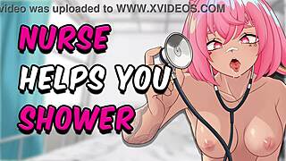 Nurse Roleplays Cleaning Patient's Cock In Shower.