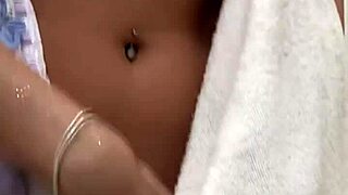 Caught her bathing, but she got oral on her pussy