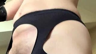 Hairy Milf Fetish Workout with Tight Fishnets and Sexy Moves