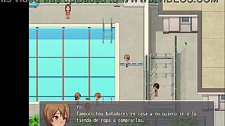 The instructor blows me in the bathroom game.