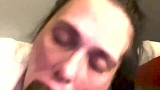 licking and slurping on this massive black cock with deepthroat and sloppy blowjob action