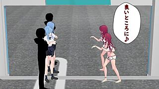 NTR lesbians scissor and play with vibrators in hot anime action