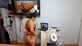 My wife performs on camera with another guy while I watch. Public thrill turns into raw cuckold action.