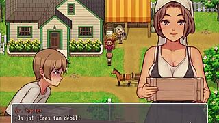 The instructor blows me in the bathroom game.