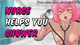 Nurse Roleplays Cleaning Patient's Cock In Shower.