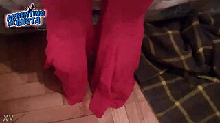 Big Round Ass in Pantyhose Teases Cameltoe Close-Up for Voyeur Preview