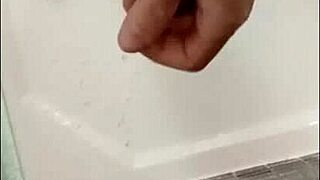 Showering with blonde bodybuilder in shower