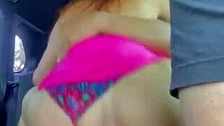 Husband drives while I ride the hung valet in wild action