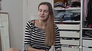 Wild Lauren shows close-up hairless pussy with toys. Her perky European solo gets intense!