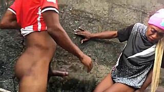 Interracial Outdoor Hardcore Sex with Petite European in Quickie Action