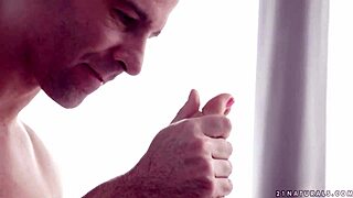 Amazing Blonde Nesty Performs Sensual Footjob and Blowjob