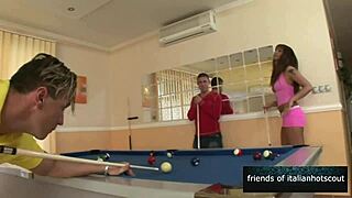 brunette girl in double penetration, men enjoy like pigs